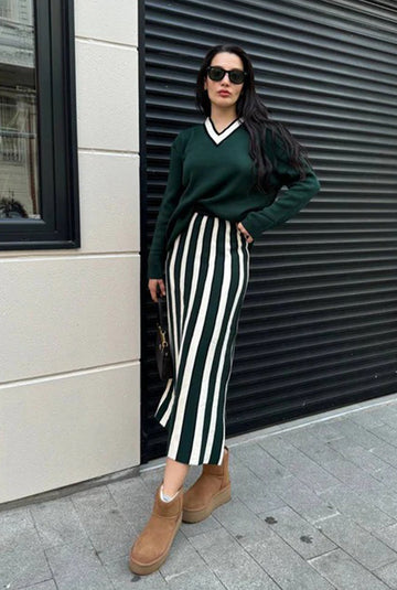 SKIRT STRIPE SET- GREEN
