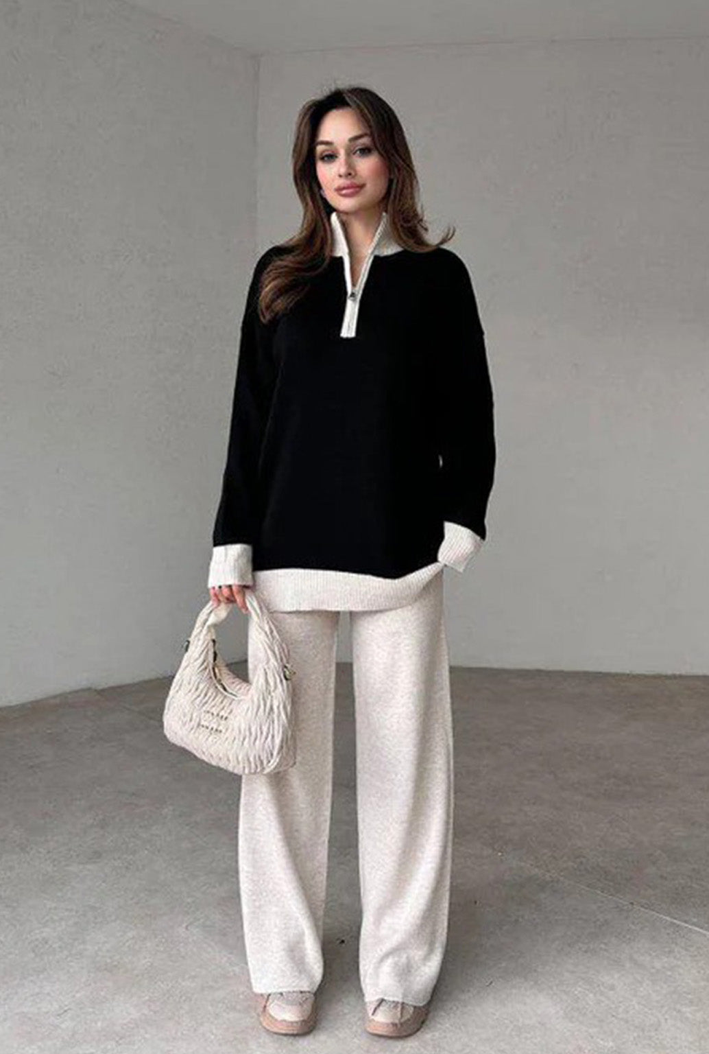 HALF ZIPPER- TWO TONE SET