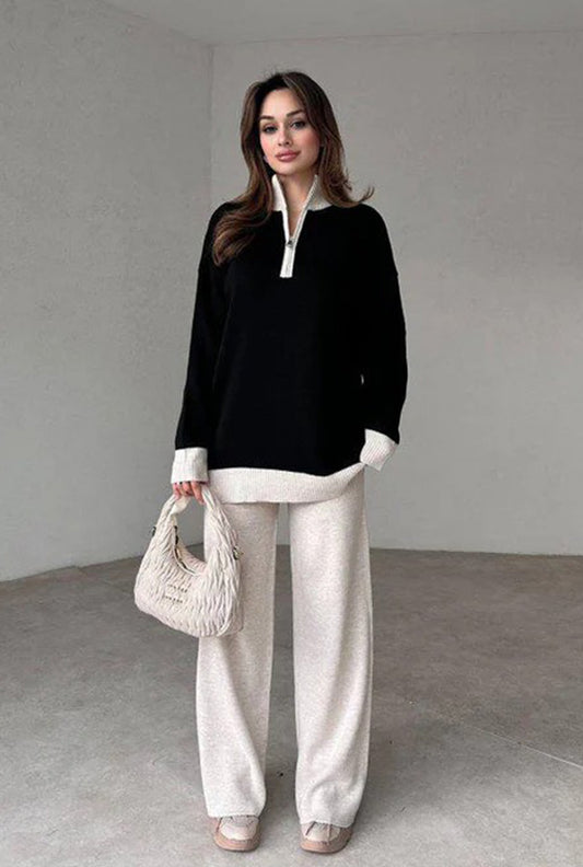 HALF ZIPPER- TWO TONE SET