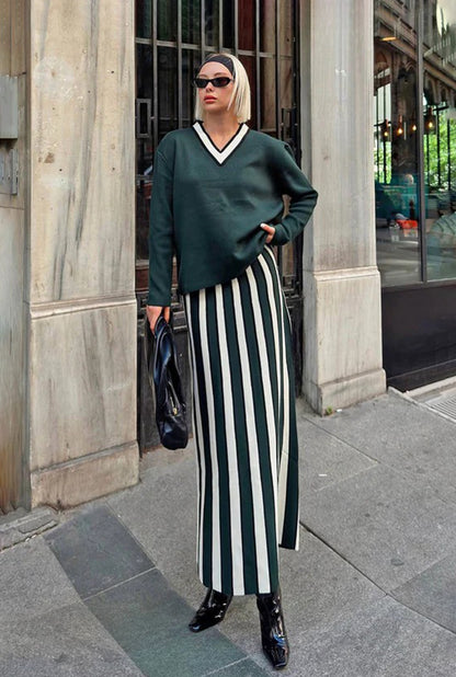 SKIRT STRIPE SET- GREEN
