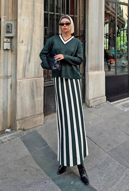 SKIRT STRIPE SET- GREEN